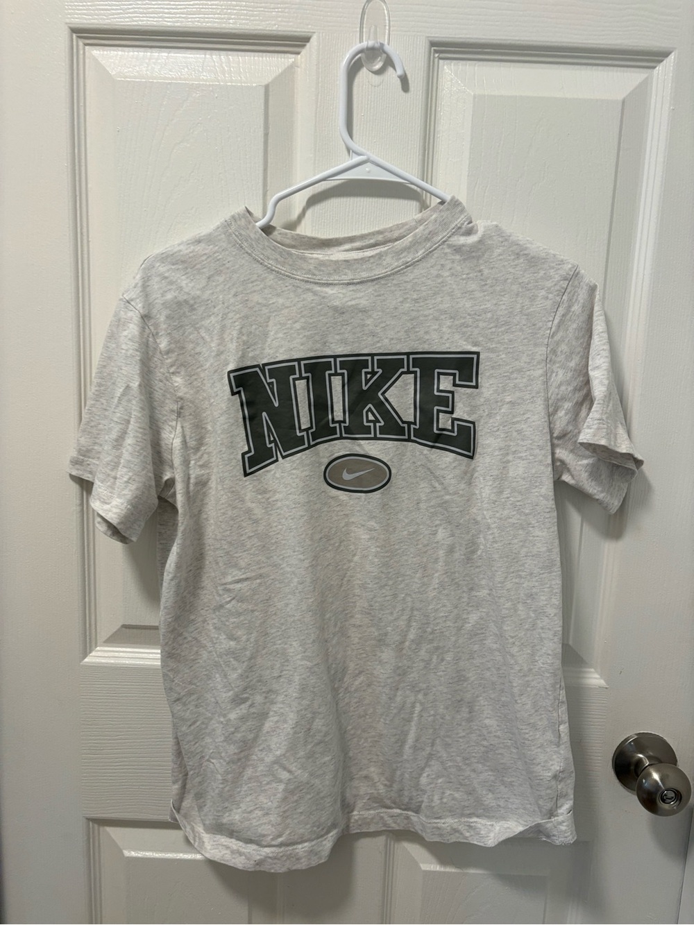 Nike White and Black Logo Crewneck Tee